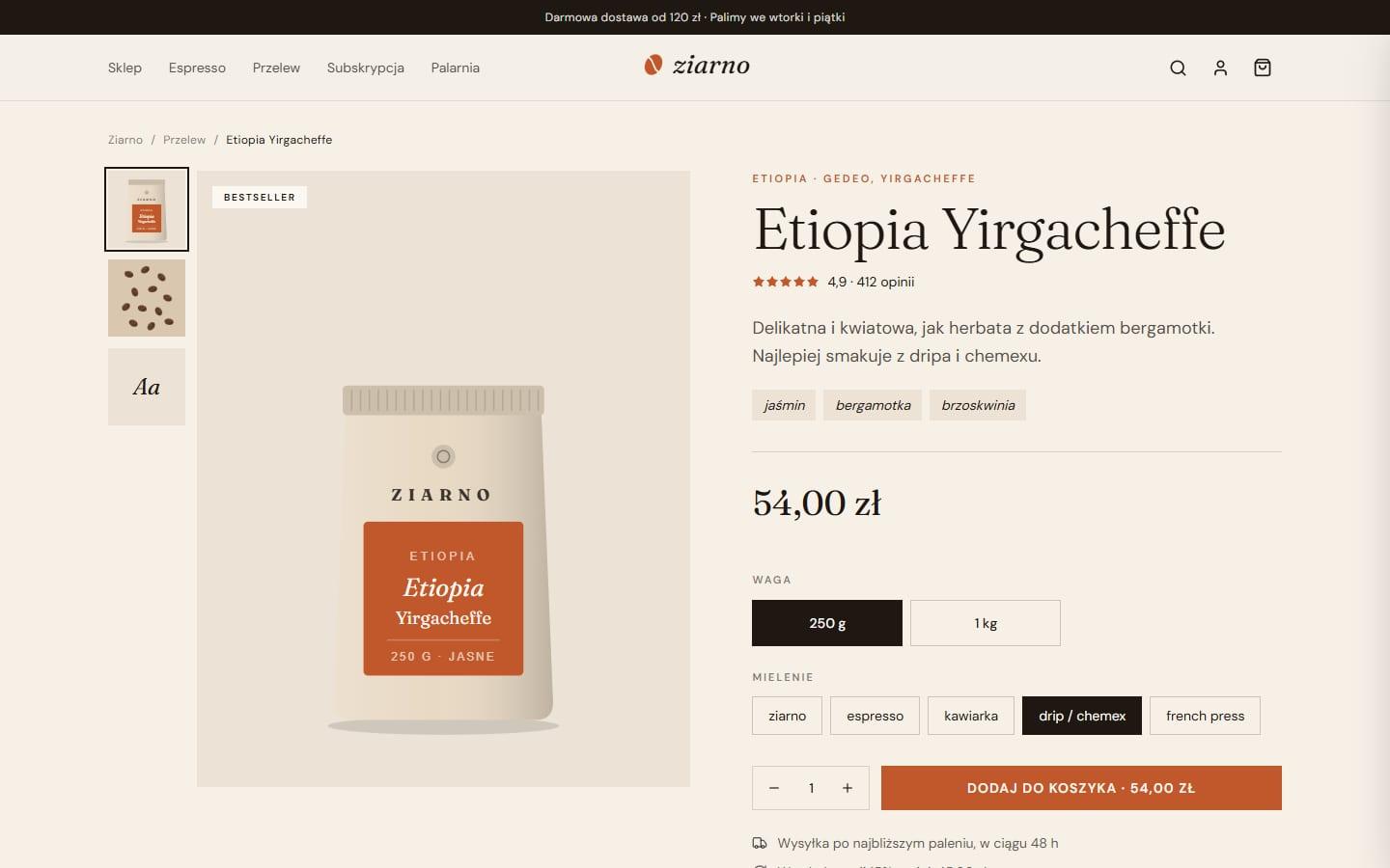 Ziarno: karta produktu